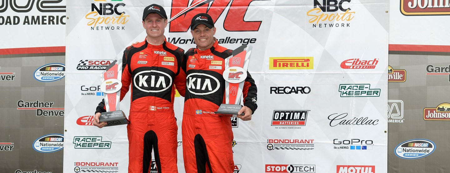 KIA RACING SCORES DOUBLE VICTORY AT ROAD AMERICA TO RETAKE PIRELLI WORLD CHALLENGE DRIVER AND MANUFACTURER POINTS LEADS AT MIDSEASON
