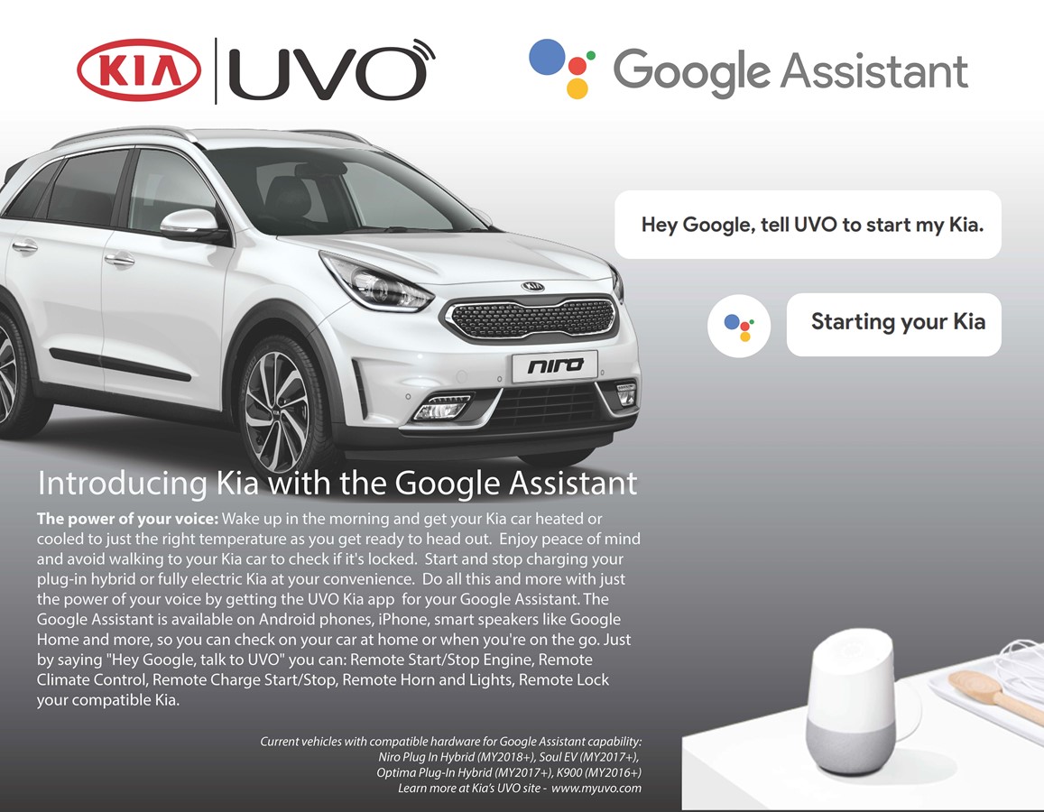 Kia Motors America Introduces Google Assistant Into the Award-Winning UVO Infotainment System 