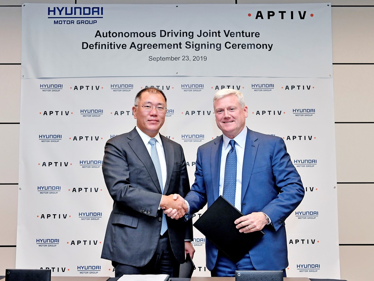 Hyundai Motor Group and Aptiv signed an agreement to form an autonomous driving joint venture. 
