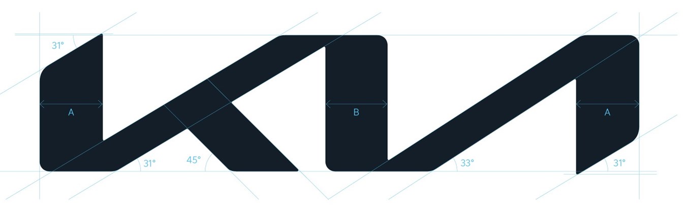 The new Kia logo showing upward rising form
